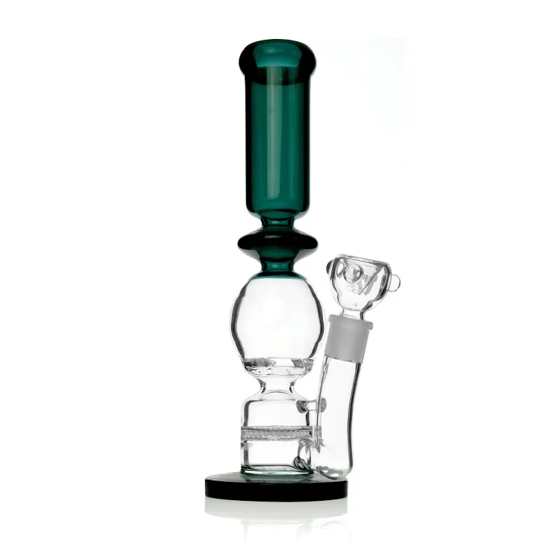 Recycler Honeycomb Perc Glass Bong: Colored Design with Bowl Included