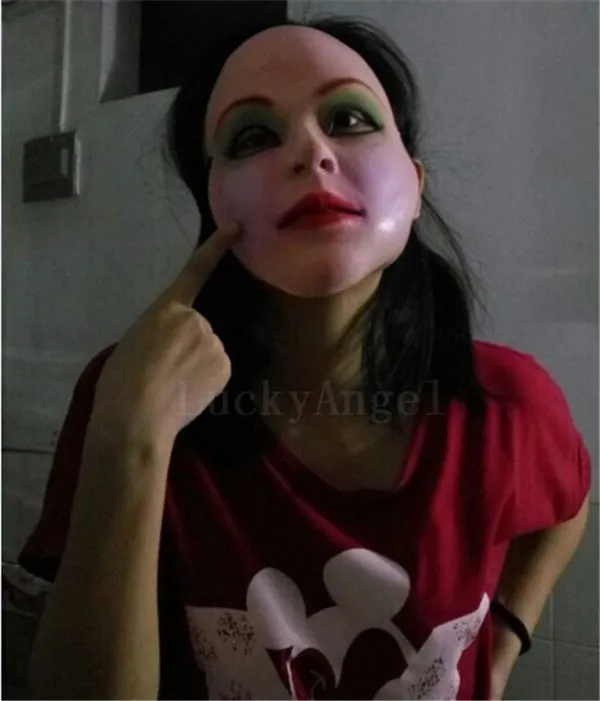 Halloween cosplay cruz vestir festa feminina máscara humana látex de borracha halloween toda realista máscara feminina menina rosto mask5675468