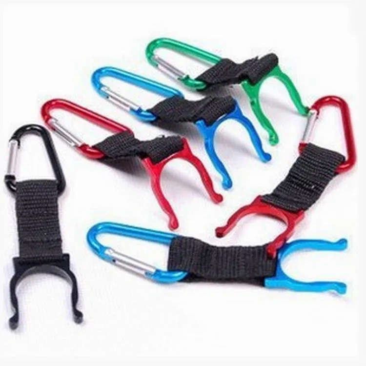 Fashion Creative Metal & Ribbon Locking Carabiner Clip Water Bottle Buckle Holder Camping Snap hook clip-on