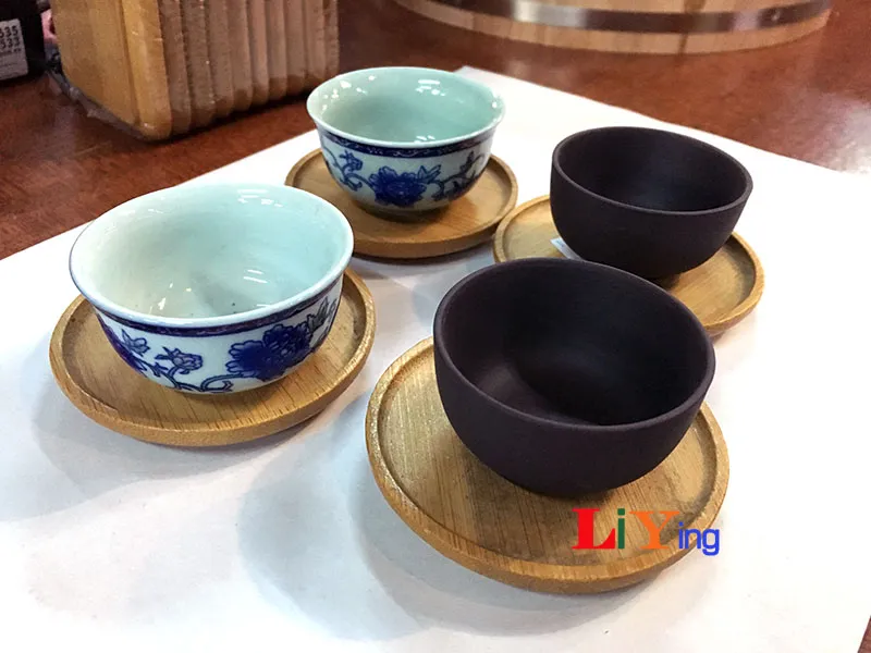 Set di sottobicchieri rotondi in legno, mini supporto tazze da tè, piatto quadrato piattino da tè, set di tazze da tè kungfu cinese, vassoio da portata, accessori la cerimonia del tè