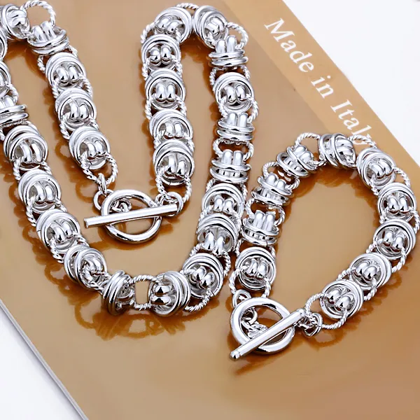 Save Big on Bulk 925 Silver Necklace Set High Quality Heavy 112g 925  Sterling Silver Jewelry Set LS Chain 925 Silver Necklace Bracelet 