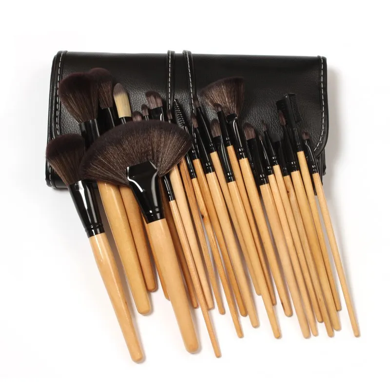 Högkvalitativa 24PCS Professionella makeupborstar Make Up Cosmetic Brush Set Kit Tool med Retail Soft Case