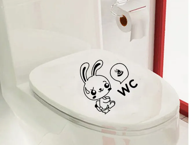 Characters Creative Toilet Sticker WC Design Wall Art Decal Bathroom Home  Decor Wallpaper Humor House Decoration Poster