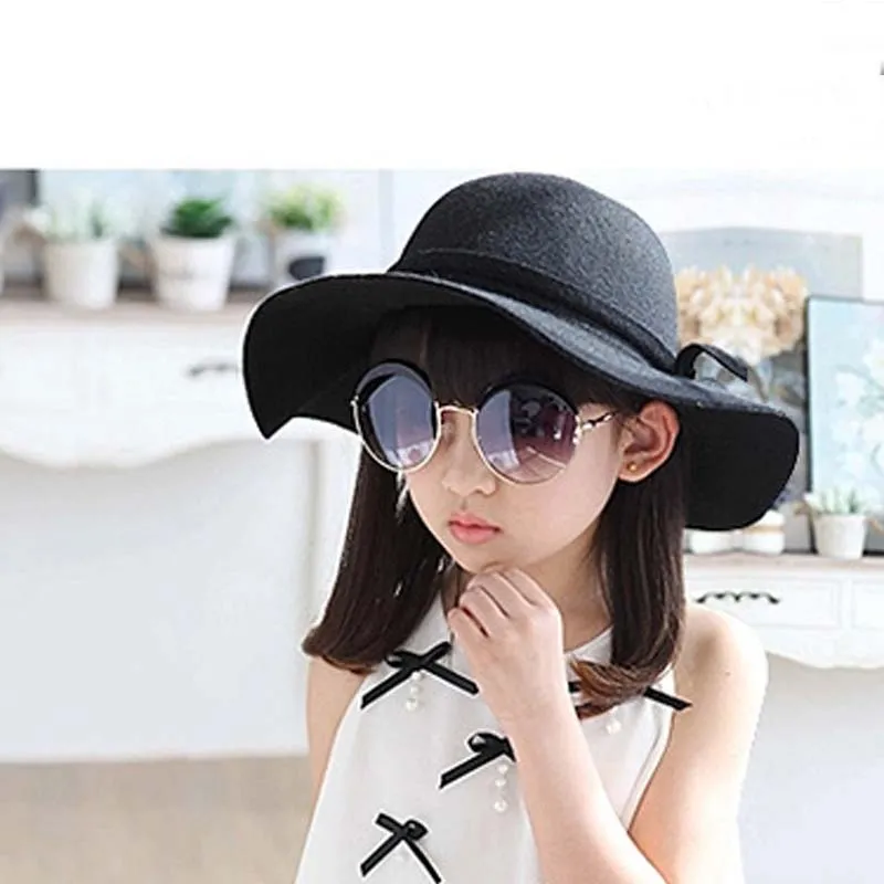 Bucket Hat Baby Hat Children Caps Kids Hats Girls Caps 2015 Autumn Winter Sun Hat Kids Cap Girls Hats Wool Cap Fashion Wide Brim H5289456