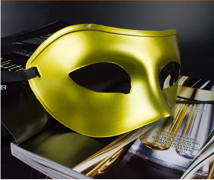 Mäns Masquerade Mask Fancy Dress Venetian Masks Masquerade Masker Plast Halv ansiktsmask Valfri Multi-Färg Svart, Vit, Guld, Silver