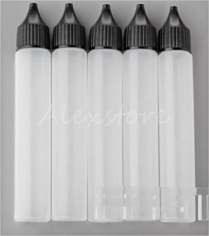 30ml Empty Bottles Slim Pen Style E-Liquid E Juice Oil Plastic PE Bottle Long Thin Tip Dropper Dropper Bottle White Black Caps Retail