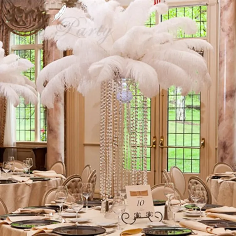 100pieces White Ostrich Feathers for Wedding Centerpieces 