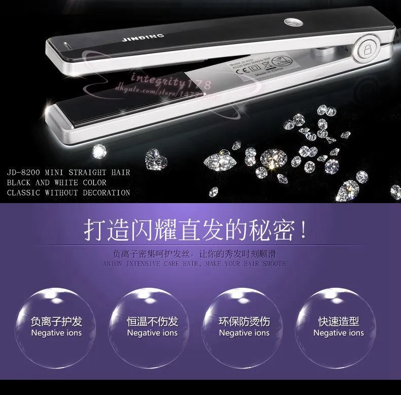 2016 new arrival jinding hair straighter AC110-240V 50/60Hz power 35W black and white color Straightening Iron