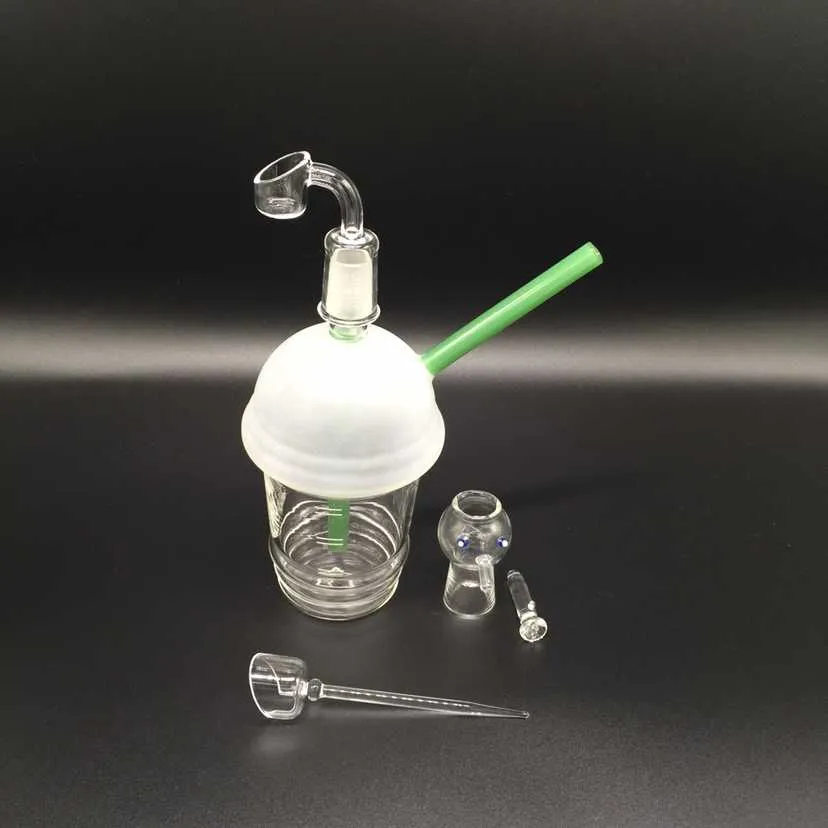 Bongo jateado copo de vidro da tubulação de água bubbler mão de vidro soprado bong tubulação de água tubos de fumar com cúpula de vidro e prego plataformas de petróleo