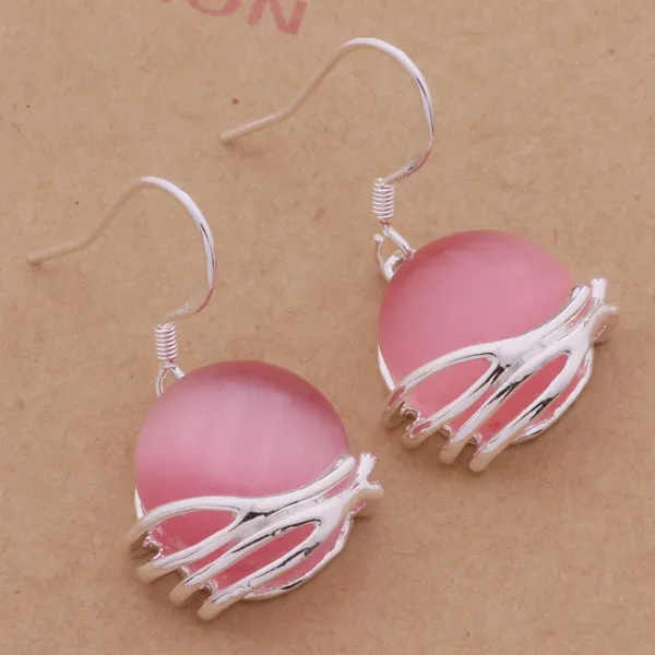 Fashion Jewelry Manufacturer a Wrapped white pink gem earrings 925 sterling silver jewelry factory price Fashion Shine Earrings