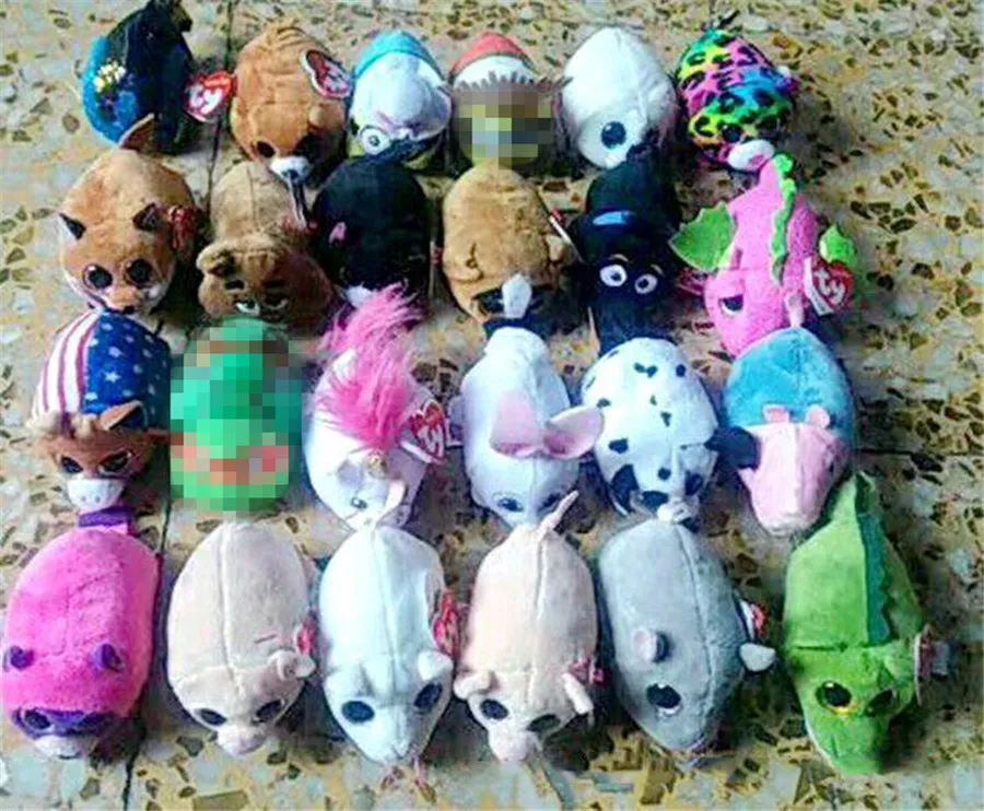 8cm Mini TY Beanie Boos Plüschspielzeug Soft Gefüllte Hund Katze Maus Penguin Big Eyes Tiere Puppen Siebreiniger Spielzeug