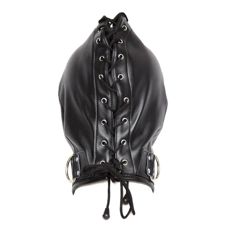 Sexe fermeture éclair masque capuche faux cuir PVC visage retenue bandeau fétiche tête harnais bondage gay couple SM sex toy yeux bouche zipp6147350