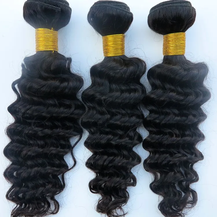 Feixes de cabelo brasileiro Virgem Do Cabelo Humano Tece Ondas Profundas Tramas Encaracoladas Não Transformados Peruano Indiano Malaio Mongol Mink Extensões de Cabelo