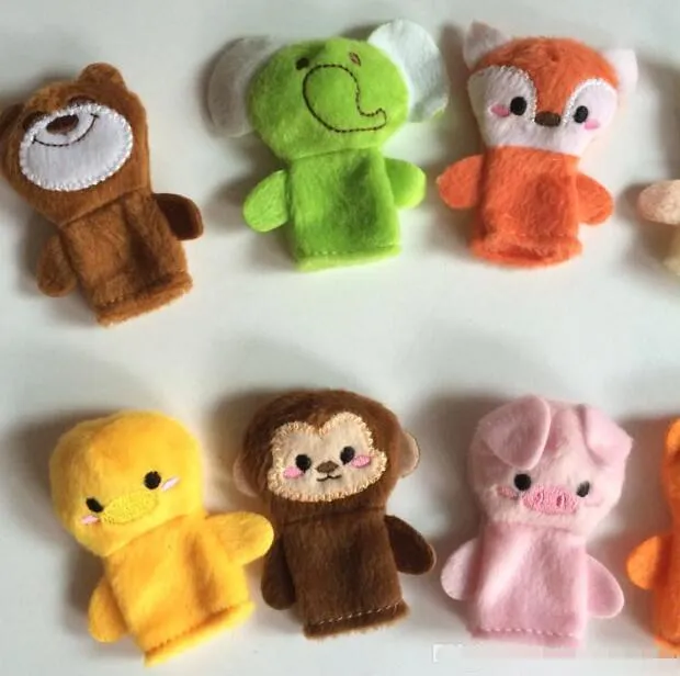 Lindos dibujos animados Boya niñas animales de peluche juguetes para los dedos juguetes para los dedos bebé elefante suave mono cerdo pato muñecas juguetes regalo de Navidad marioneta B8810799