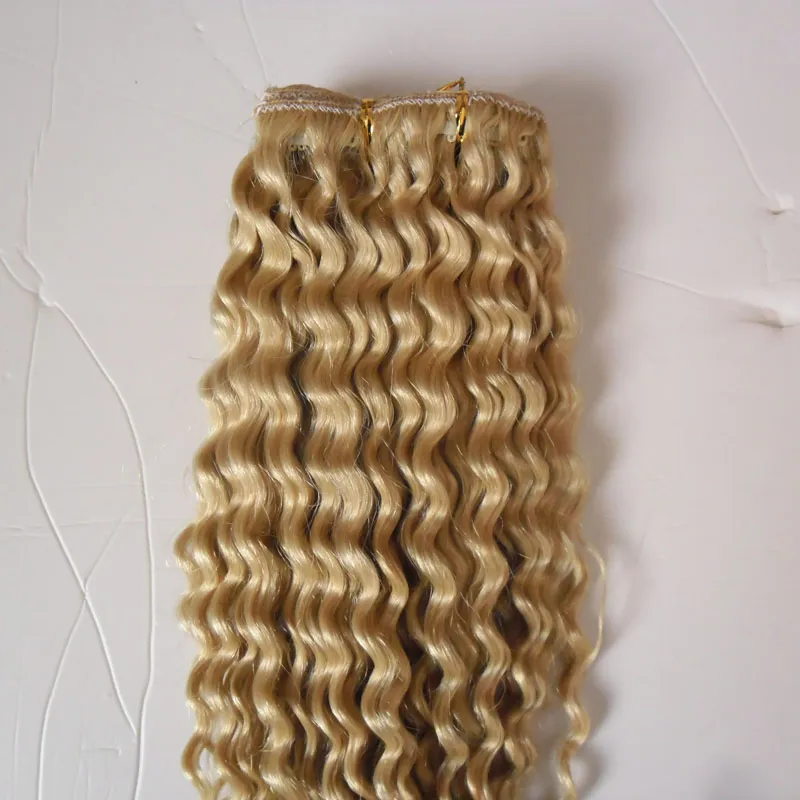 #613 Bleach blonde Afro Kinky Curly Clip In Hair 100g 4A/4b/4cafrican american clip in human hair extensions