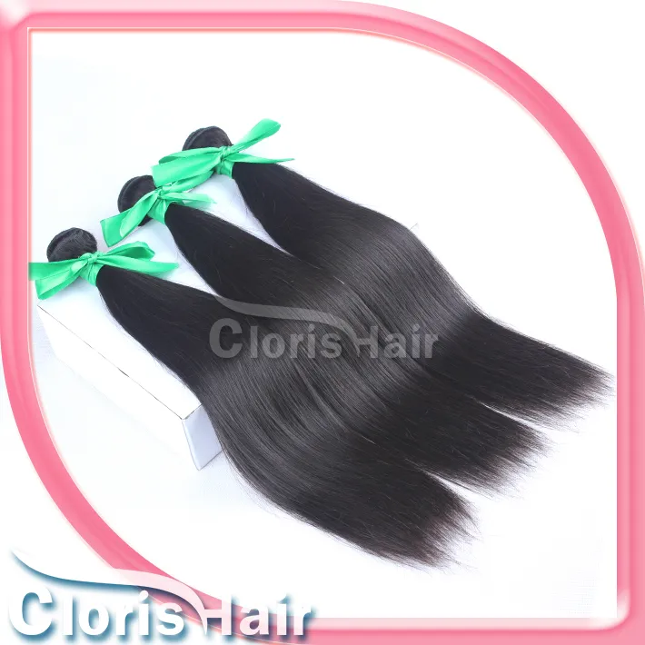 Populär 2 buntar Raw Virgin Indian Silky Straight Hair Weave Bundes Obehandlade Human Hair Extensions Deals Naturliga Hårväft kan färgas