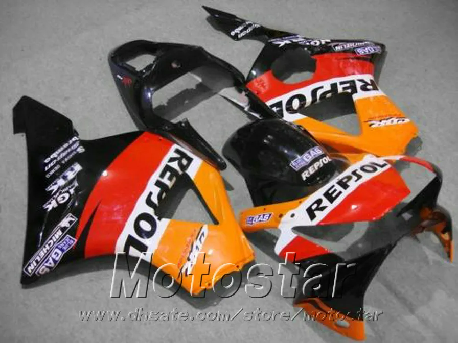 무료 HONDA CBR 900 RR CBR929 00 01 CBR900RR 2000 2001 레드 오렌지 블랙 REPSOL 페어링 세트 정형 키트