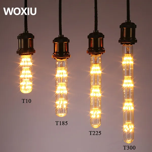 WOXIU T10 T185 T300 Tubulaire Edison Led filament Ampoule verre matériel Vintage Retro 4W 8W 110V-240V E27 2200K Décor jaune chaud pour Cafe home