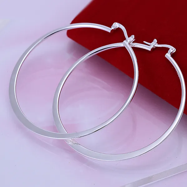 5.5 cm Big Circles Hoop Kolczyki 925 Pure Silver Prata Prinko E043 Moda Nowa Biżuteria