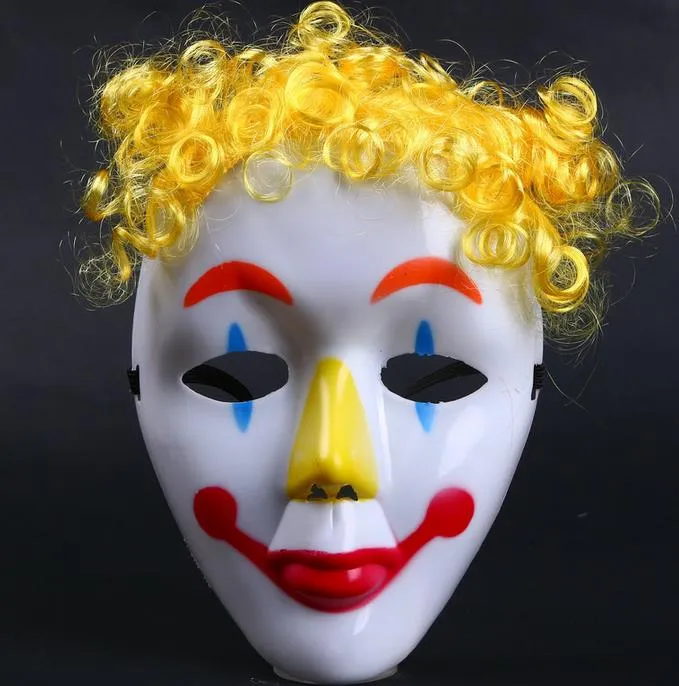 Dance Party Cos Clown Mask Kids Barn Hallowmas Venetian Mask Masquerade Full Face Masker med Wig Hairpiece Festlig Event Leveries Present