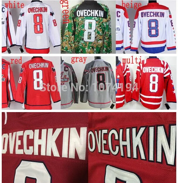 2016 New, Washington Winter Classic 2015 # 8 Alex Ovechkin Jersey, Günstige Authentische Grau Weiß Stickerei Rot Multi Genäht Hockey Trikot