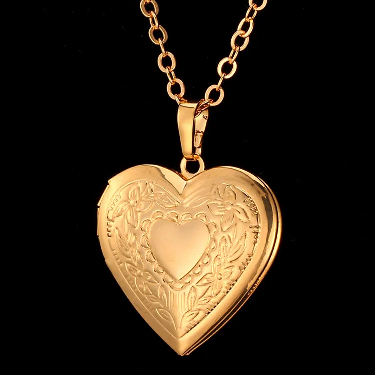 U7 Love Heart Pendant Necklace 18K Real Gold/Platinum Plated Fashion