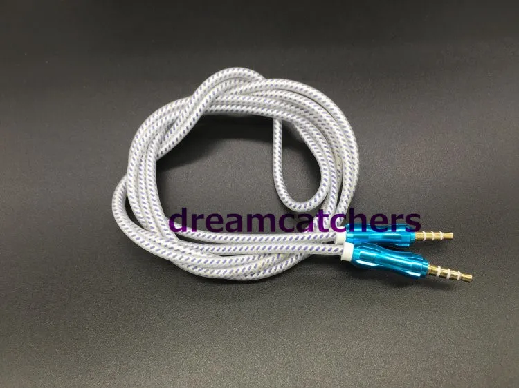 1m 1.5m aluminium gevlochten geweven audiokabel 3.5mm stereo mannelijke extended aux extra draad voor iphone 6s Samsung S7 mp3 speaker computer