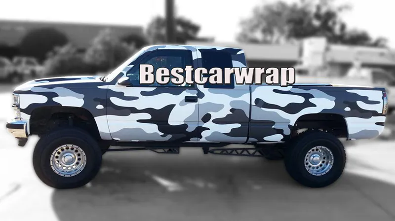 مختلف Ubran Arctic Pixel Camo Vinyl Wrap لغطاء السيارة مع فقاعة الهواء خالية