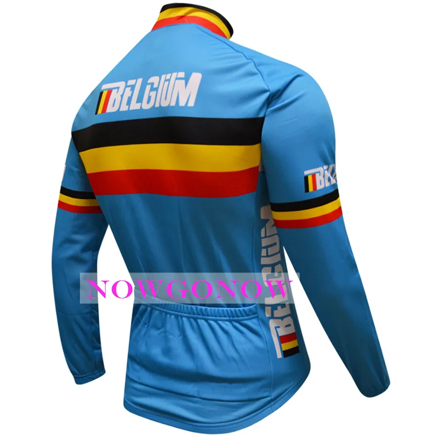 2016 Cykling Jersey Belgien Långärmad Kläder Bike Kläder Slitage Ridning MTB Room Ropa Ciclismo Nowgivow Men Full Zip Road Mountain Summer