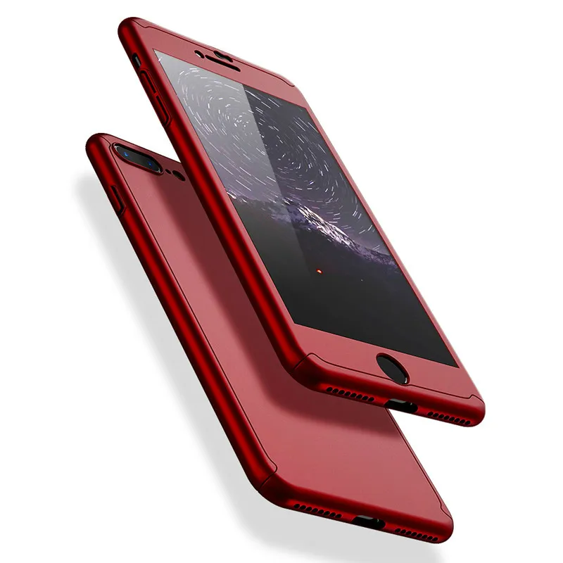 Custodia per telefono all'ingrosso per iPhone 5 5s 6 6S Plus Cover per iPhone 7 Plus Custodia SE 5 5S 360 Copertura completa per il corpo Vetro temperato Capa