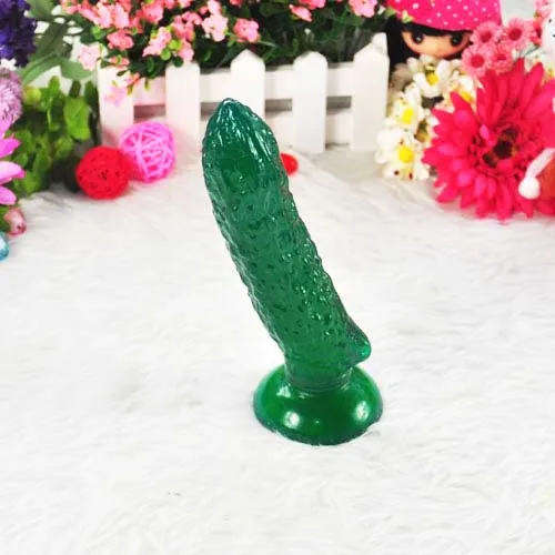 novelty suction green vegetable cucumber dildo artificial penis dick female masturbation sex toys adult products for women8160451