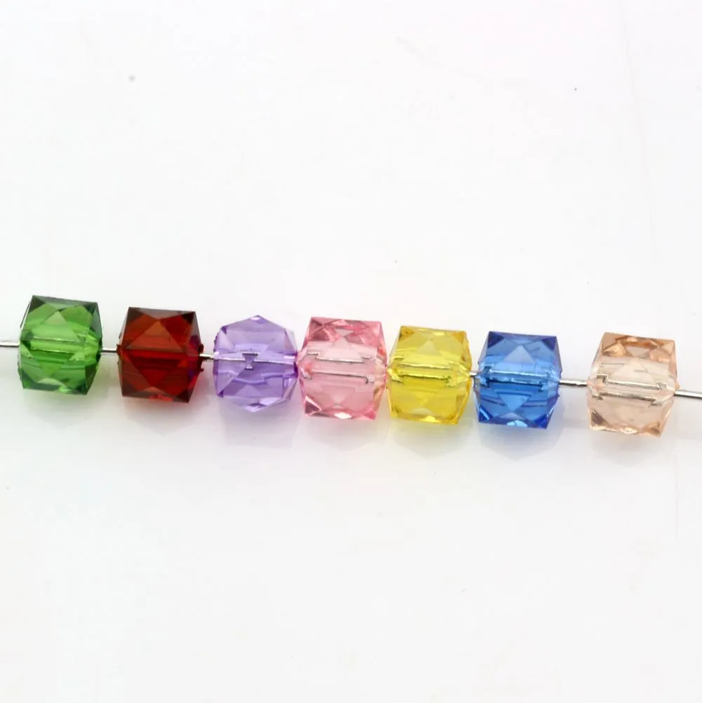 Mix Farbe Acryl Transparent Facettierte Quadrat Spacer perlen 7MM Für Schmuck Machen Armband Halskette DIY Zubehör 5828657