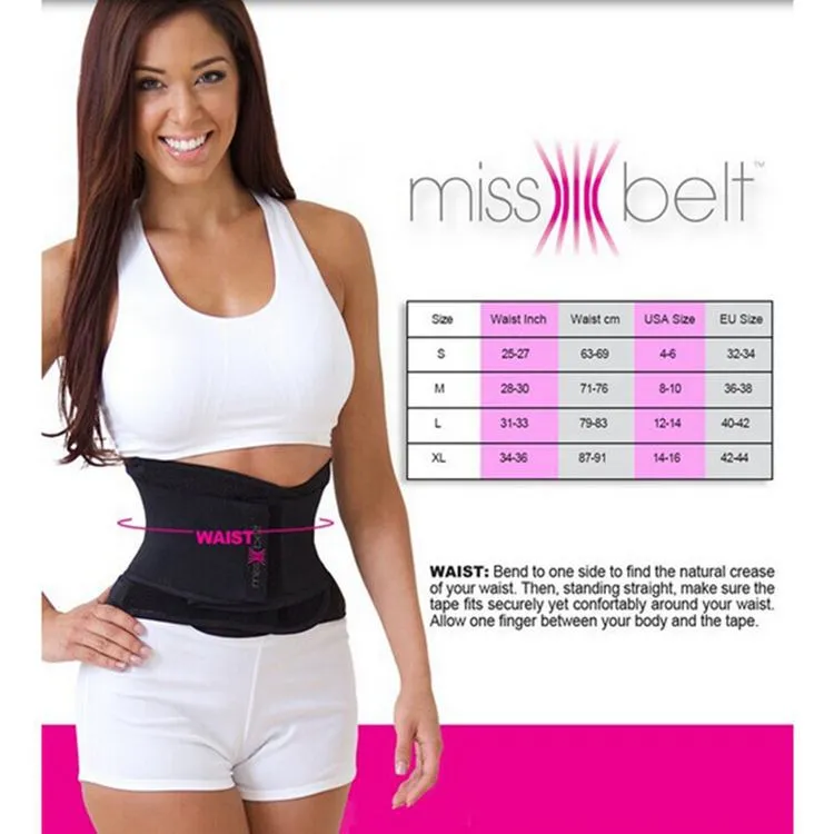 Nyaste Fröken Bälte Slimming Shaper Sports Midja Tummy Girdle Waist Trainer Body Shaper Belt för en timglas Shapers Cinchers