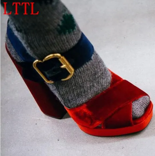 Color Blocked Velvet Platform Teva Sandals Women For Women Criss
