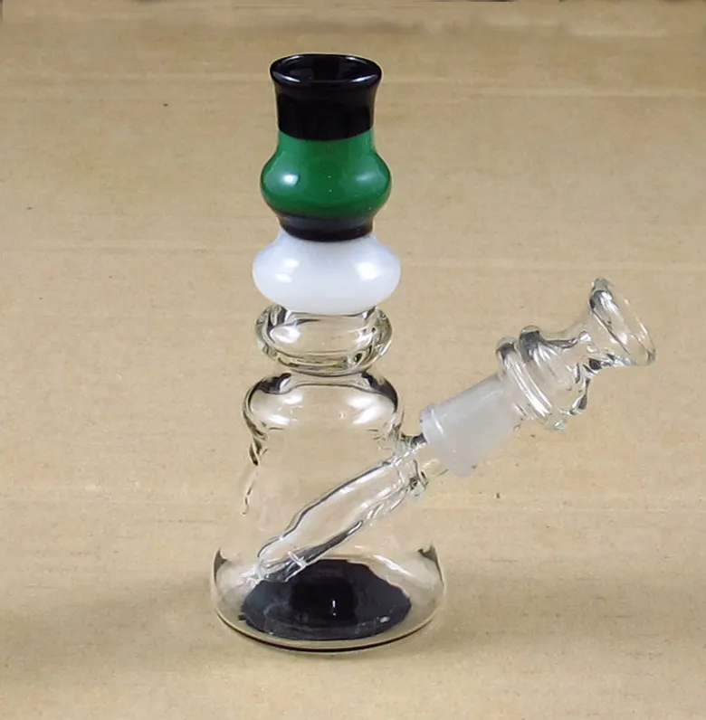 två funktioner 4 tums mini glas dab oljeriggar bubbler bong vattenrör 10mm WYK-003(MINI) bärbar lätt att bära med