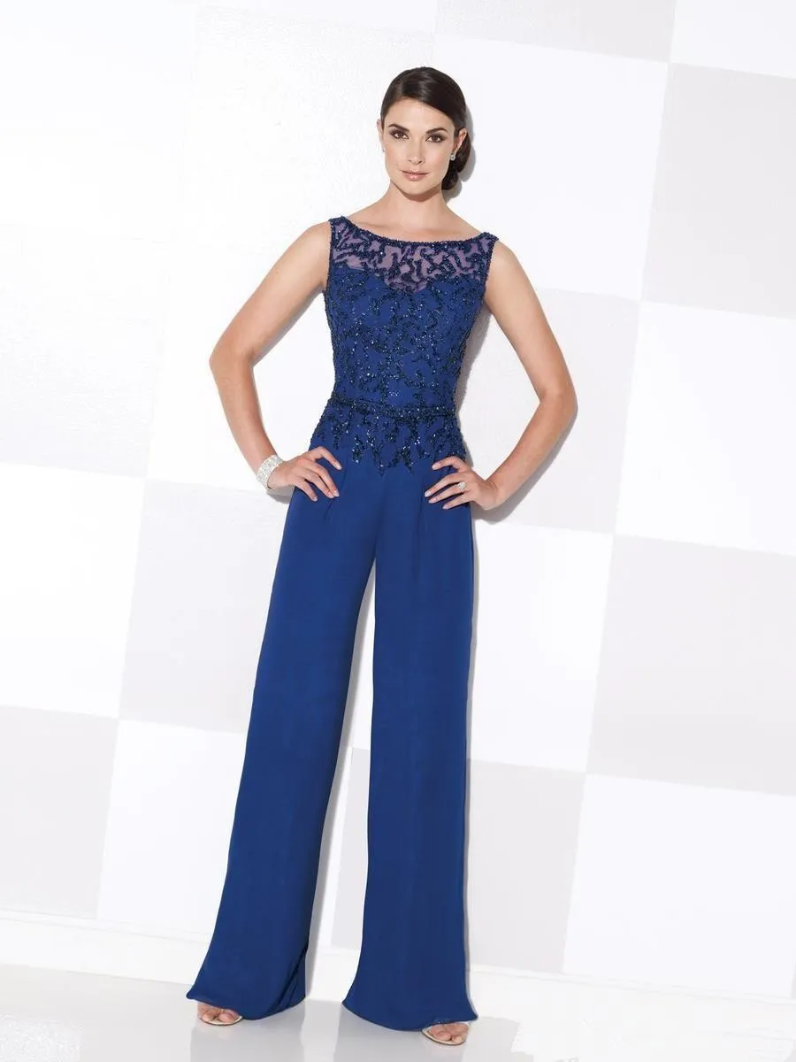 Dentelle bleu Royal maman pantalon costumes pyjamas encolure dégagée dame femmes costumes de bal avec longue veste dame robes de soirée d118