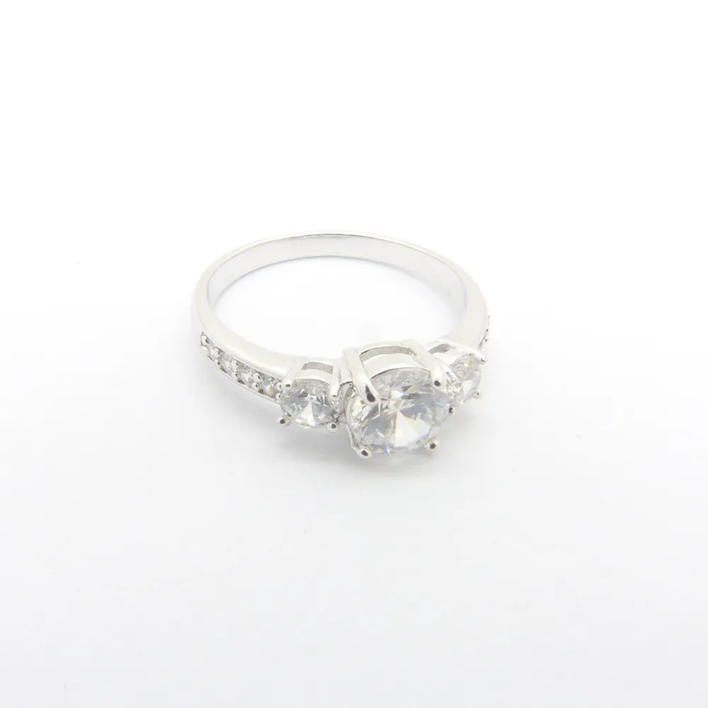 Anello donna gioielli 24K 0,8CT Anello in oro bianco con anelli solidi strass chiaro SZ7 3G
