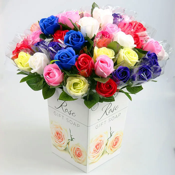バレンタインデーギフトバスボディバラの花びらの花石鹸結婚式の好み/誕生日プレゼントや装飾6色の花石鹸ローズホット