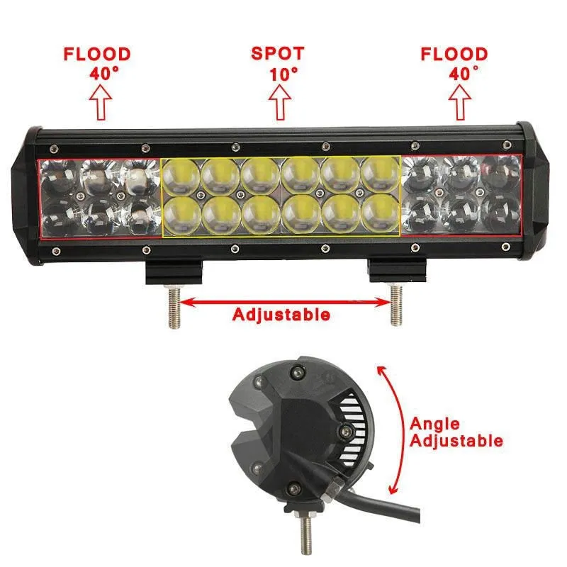 12 tum OSRAM 120W LED-arbete Ljusstång Off Road Lights Driving Lamp Spot Flood Combo 4D barre LED 4x4 ATV SUV lastbil båtlampa