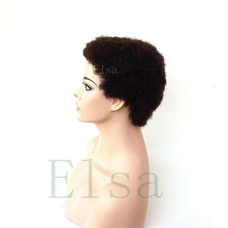 Human hair afro curl wig Short pixie cut machine made wigs with Baby hair curly short human hair wig for black women8320020