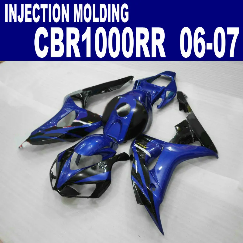 Customize fairing kit for HONDA Injection molding CBR 1000 RR 06 07 black blue CBR1000RR 2006 2007 ABS fairings set AQ64