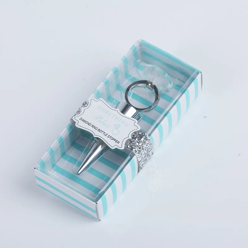 Kryształowy pierścień Korek butelkowy z pudełkiem Prysznic Ślubny Ślub Party Party Christmas Gift