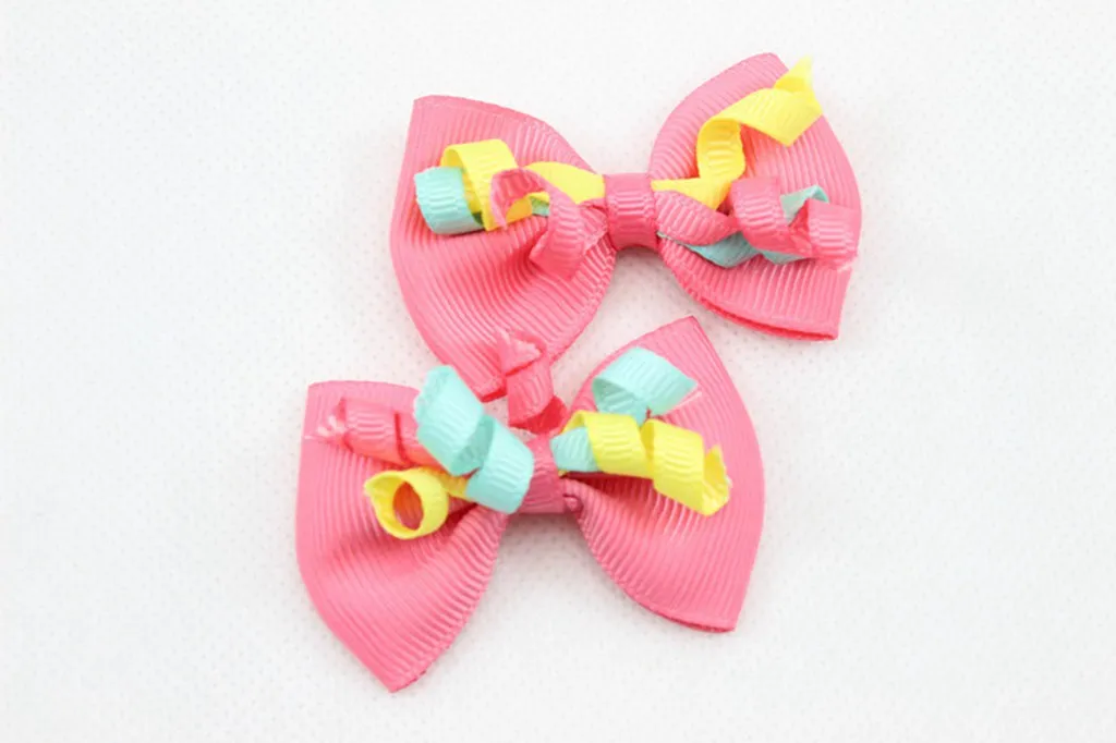 2.5" Ribbon korker Hair Bow Clip Girl Hair Accessories Boutique Side Clip Cute Gymboree style Princess Hairpins for Kid HD3406