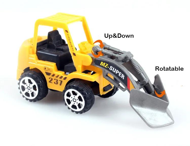 Mini Engineering Truck Model Toy, Tractor Shovel, Road Roller, Excavator, Crusher, Timber Grab Machine, 6 Styles, for Xmas Kid Birthday Gift