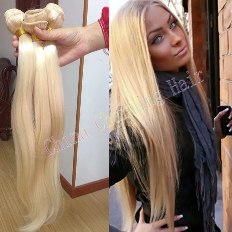 Cheap Platinum Blonde Weave 100 Unprocessed Russian 613 Blonde