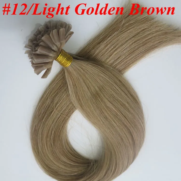 100g 100Strands Pre bonded nail u tip Human hair extensions 18 20 22 24inch Straight Brazilian Indian hair extension