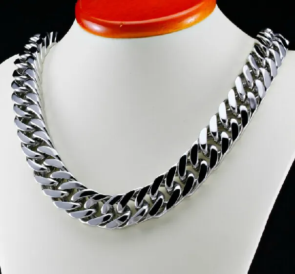 Nowy Styl Cool Men Jewelry 15mm 24 '' Ogromna duża stal nierdzewna Ciężki Chunky Curb Link Naszyjnik Łańcuch dla Boże Narodzenie / Prezenty Wakacyjne