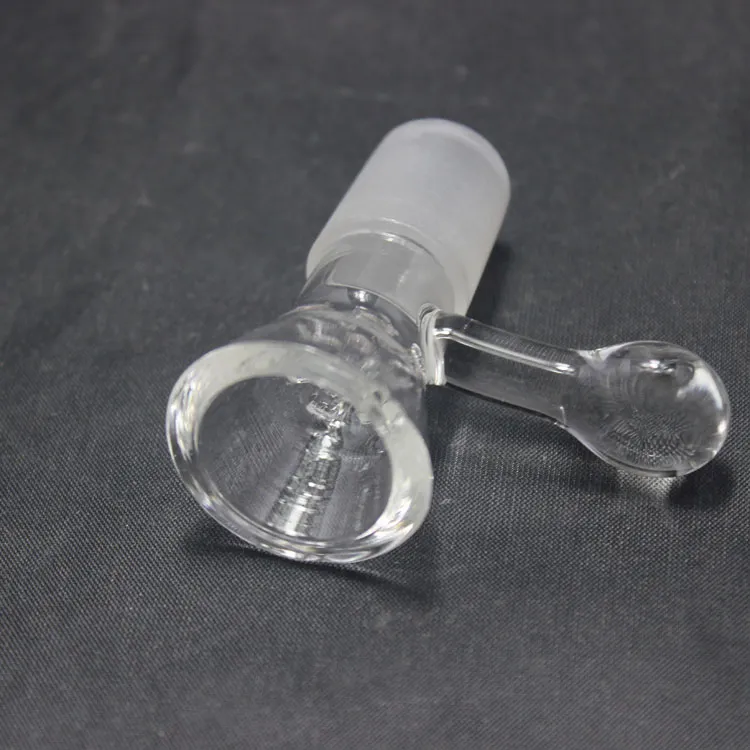 Tigela de vidros de vidro de 18 mm com floco de neve embutido para bongs em favo de mel com alça