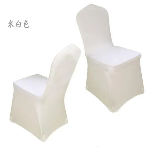 Universal White Spandex Wedding Party Chair Cover White Spandex Lycra Chair Cover för bröllopsfest Bankett Många färger KD1