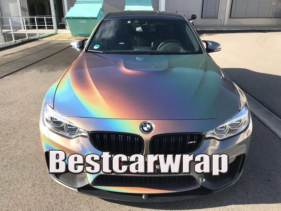 Laser Silver Psychedelic Gloss Flip Vinyl For Car wrap With Air bubble Free  psychedelics Luxury Car Wrapping film covers stickers size 1.52x20m 5x67ft